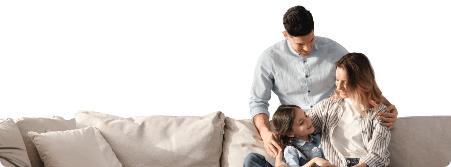 Family using a tablet at home
