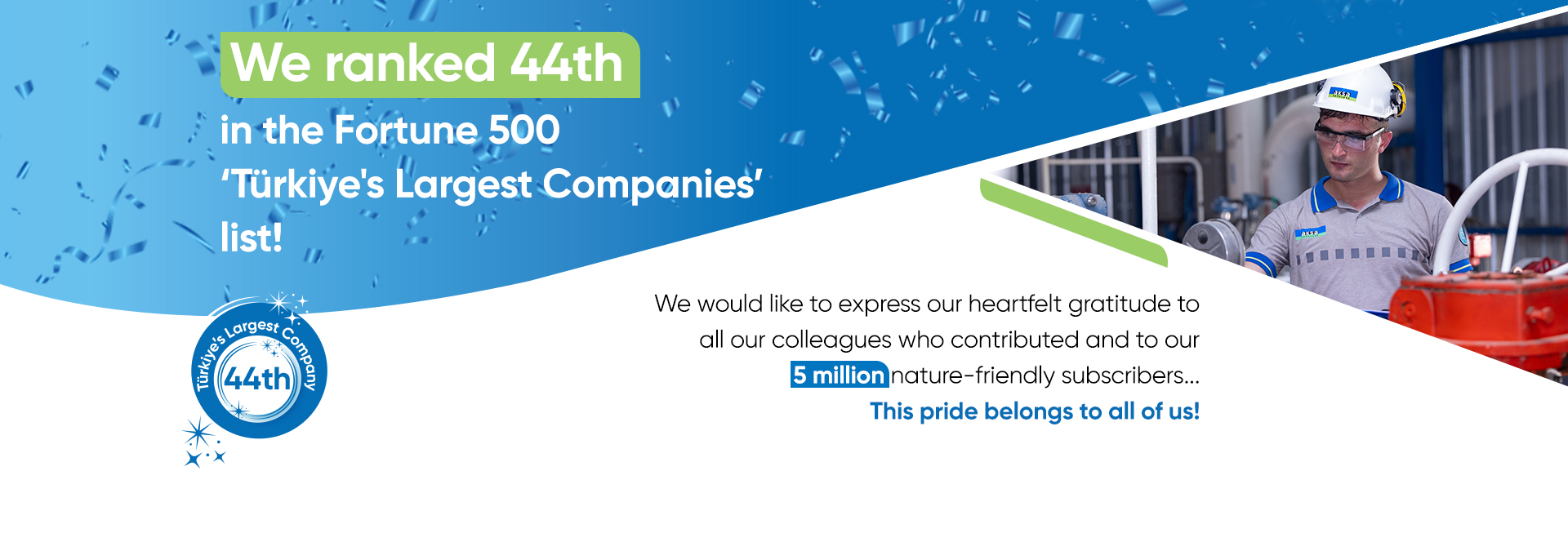 Fortune 500 Türkiye'nin En Büyük Şirketleri Listesinde 44. sıradayız!